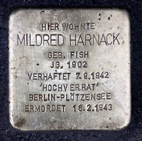 So sah er aus der Stolperstein für Mildred Harnack-Fish © OTFW